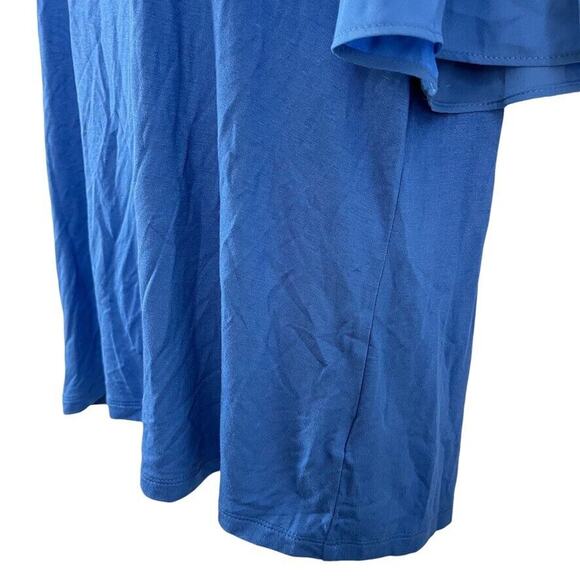 Talbots Petite Womens Blue Pleated Statement Sleeves Stretch Knit Top Shirt sz L - Picture 8 of 16